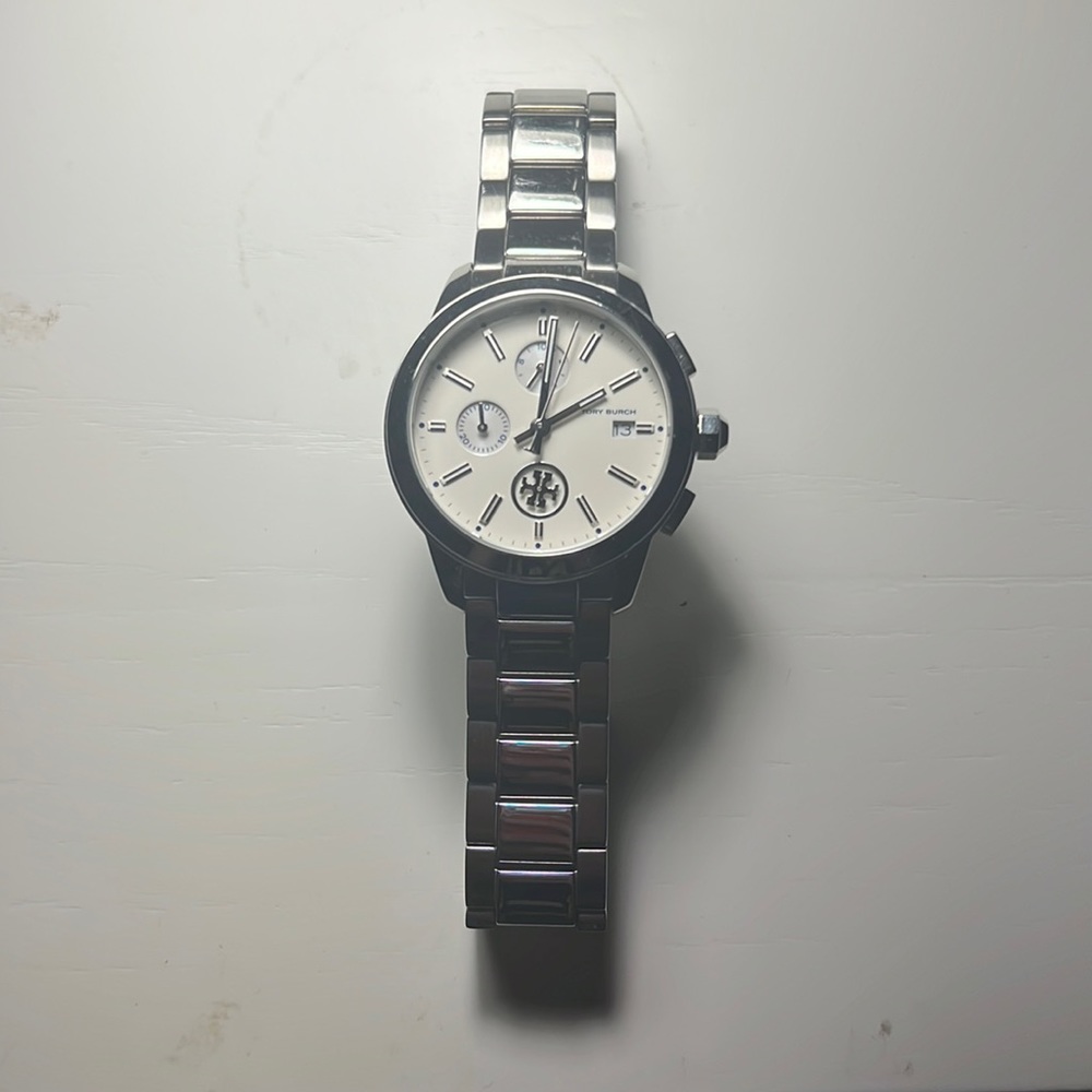 Collins chronograph // Silver Tory Burch watch